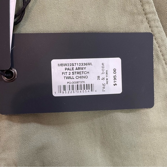 NWT New $195 Rag & Bone Fit 2 Stretch Twill Chino Pants Size 28 - Picture 6 of 13
